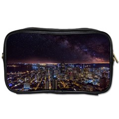 Light Sky Skyline Night Star Milky Way Cosmos Spiral City Skyscraper Urban Cityscape Dark San Franci Toiletries Bag (two Sides) by Vaneshart