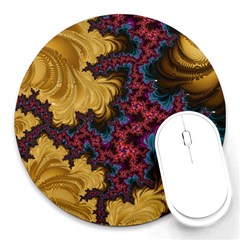 Creative Abstract Structure Texture Flower Pattern Black Material Textile Art Colors Design  Round Mousepads by Vaneshart