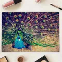 Bird Biology Fauna Material Chile Peacock Plumage Feathers Symmetry Vertebrate Peafowl Cosmetic Bag (xxl) by Vaneshart