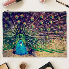 Bird Biology Fauna Material Chile Peacock Plumage Feathers Symmetry Vertebrate Peafowl Cosmetic Bag (xxxl) by Vaneshart