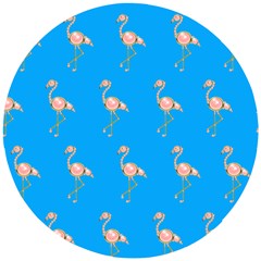 Flamenco Birds Exotic Nice Pink Wooden Puzzle Round by Mariart