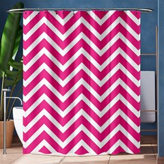 Chevrons Zigzag Pattern Design Pink White Shower Curtain 60  X 72  (medium)  by Wegoenart