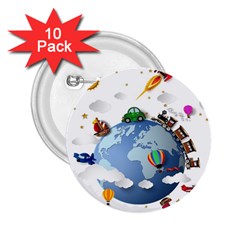 Earth Rocket Vector Earth 2 25  Buttons (10 Pack)  by Vaneshart