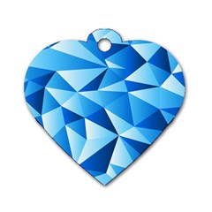 Triangles Abstract Blue Dog Tag Heart (one Side)