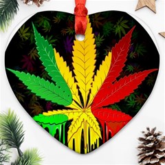 Cannabis Leaf Color Heart Ornament (two Sides) by Vaneshart