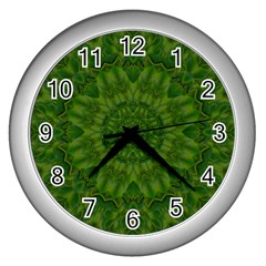 Fauna Nature Ornate Leaf Wall Clock (silver) by pepitasart