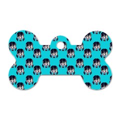 Forest Girl Bight Baby Blue Patttern Dog Tag Bone (one Side) by snowwhitegirl