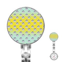 English Breakfast Yellow Pattern Mint Ombre Stainless Steel Nurses Watch by snowwhitegirl