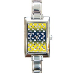 English Breakfast Yellow Pattern Blue Ombre Rectangle Italian Charm Watch by snowwhitegirl