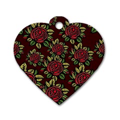 Flower Seamless Tile Background Dog Tag Heart (two Sides)