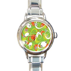 Abstract Seamless Pattern Background Round Italian Charm Watch