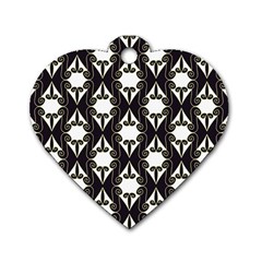 Abstract Seamless Pattern Graphic Black Dog Tag Heart (two Sides)