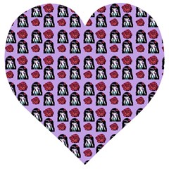 Girl Flower Pattern Lilac Wooden Puzzle Heart by snowwhitegirl