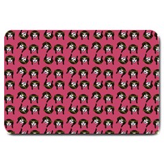 Retro Girl Daisy Chain Pattern Pink Large Doormat  by snowwhitegirl