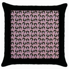 Retro Girl Daisy Chain Pattern Light Pink Throw Pillow Case (black) by snowwhitegirl