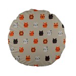 Cat Faces Pattern Standard 15  Premium Flano Round Cushions Back