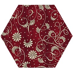 Floral Pattern Background Wooden Puzzle Hexagon