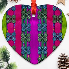 Flowers In A Rainbow Liana Forest Festive Ornament (heart) by pepitasart