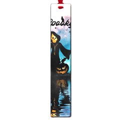 Funny Halloween Design With Skeleton, Pumpkin And Owl Large Book Marks by FantasyWorld7