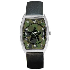 Military Camouflage Design Barrel Style Metal Watch by Vaneshart