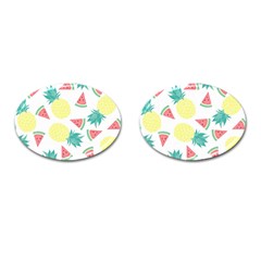 Vector Seamless Pattern With Pineapples Cufflinks (oval)