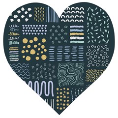 Mixed Background Patterns Wooden Puzzle Heart by Vaneshart