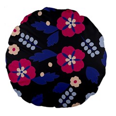 Vector Seamless Flower And Leaves Pattern Large 18  Premium Flano Round Cushions by Sobalvarro