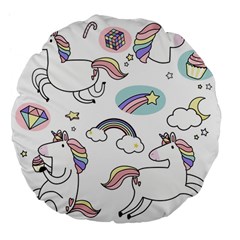 Cute Unicorns With Magical Elements Vector Large 18  Premium Flano Round Cushions by Sobalvarro