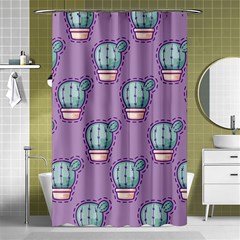 Seamless Pattern Patches Cactus Pots Plants Shower Curtain 48  X 72  (small)  by Vaneshart