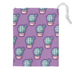 Seamless Pattern Patches Cactus Pots Plants Drawstring Pouch (5xl) by Vaneshart