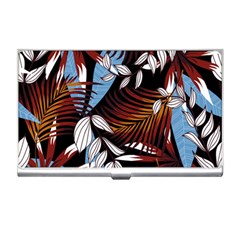 Trending Abstract Seamless Pattern With Colorful Tropical Leaves Plants Black Business Card Holder