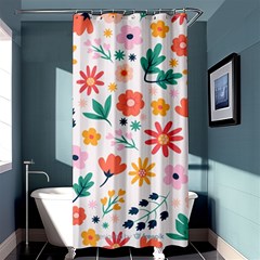 Flat Colorful Flowers Leaves Background Shower Curtain 36  X 72  (stall)  by Vaneshart