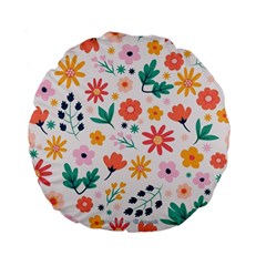 Flat Colorful Flowers Leaves Background Standard 15  Premium Flano Round Cushions