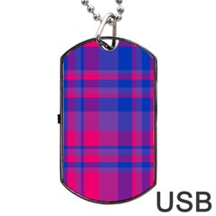 Bisexual Plaid Dog Tag Usb Flash (one Side) by NanaLeonti