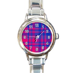 Bisexual Plaid Round Italian Charm Watch by NanaLeonti