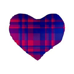 Bisexual Plaid Standard 16  Premium Heart Shape Cushions by NanaLeonti