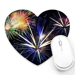 Fireworks Rocket Night Lights Heart Mousepads