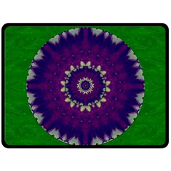 Mandala In Leaves,on Beautiful Leaves In Bohemian Style Fleece Blanket (large) 