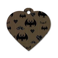 Cute Bat With Hearts Dog Tag Heart (one Side)