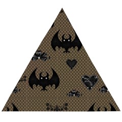 Cute Bat With Hearts Wooden Puzzle Triangle