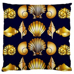 Snails See Shells Golden Large Cushion Case (one Side) by Vaneshart