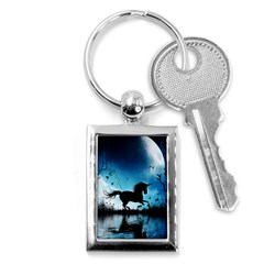 Wonderful Unicorn Silhouette In The Night Key Chain (rectangle) by FantasyWorld7