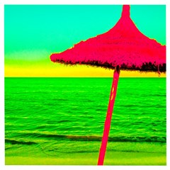 Pop Art Beach Umbrella Wooden Puzzle Square