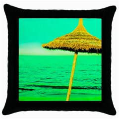 Pop Art Beach Umbrella  Throw Pillow Case (black) by essentialimage