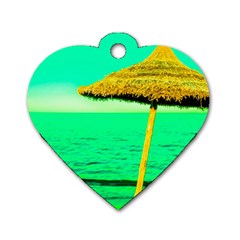 Pop Art Beach Umbrella  Dog Tag Heart (two Sides)