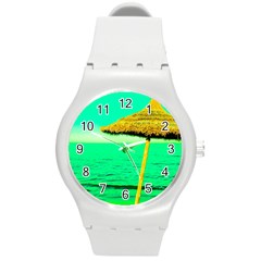 Pop Art Beach Umbrella  Round Plastic Sport Watch (m) by essentialimage