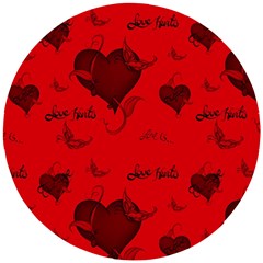 Wonderful Pattern Of Hearts Wooden Puzzle Round