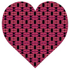 Red Black Abstract Pattern Wooden Puzzle Heart