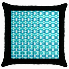 Teal White  Abstract Pattern Throw Pillow Case (black)