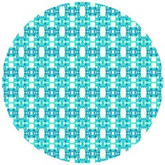 Teal White  Abstract Pattern Wooden Puzzle Round by BrightVibesDesign